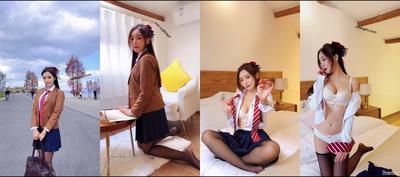 【女神が必要❤️超核爆弾】ショーマンのトップ女神「王信葉」最新プライベートショットJK舞制服